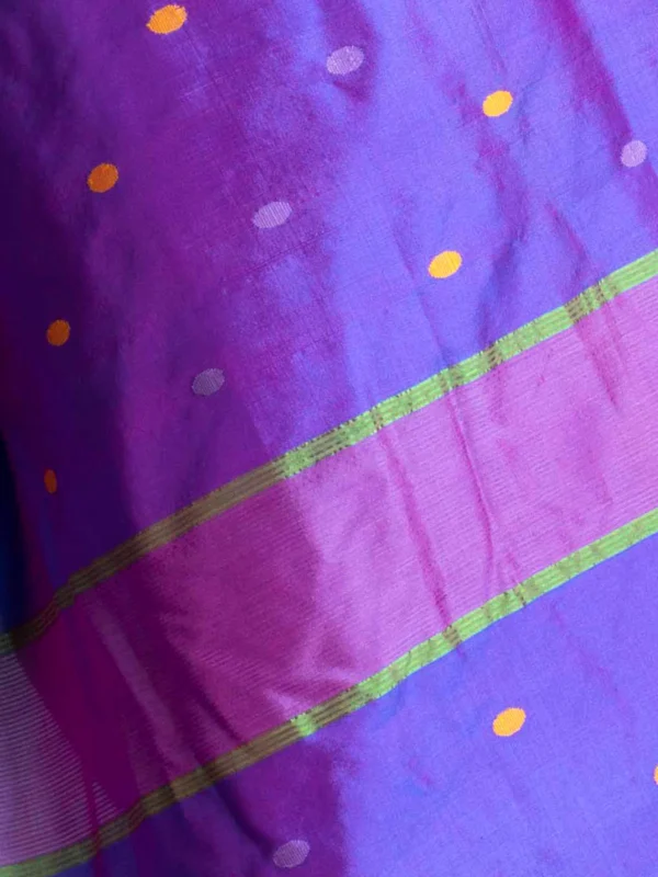 Silk Maheshwari Saree Violet With Blouse Piece - Image 4