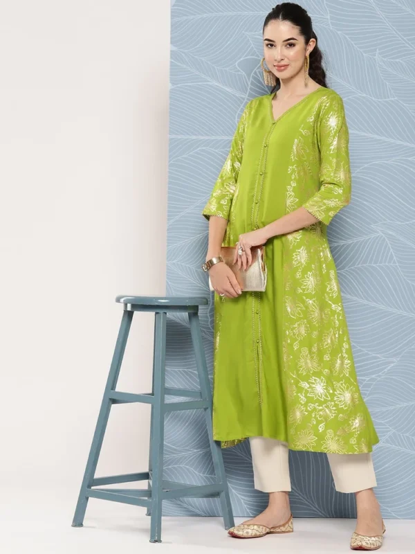 Lime Green Rayon Kurta