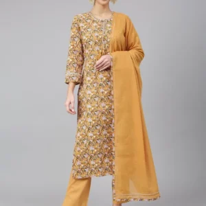 Light Brown Floral Kurta