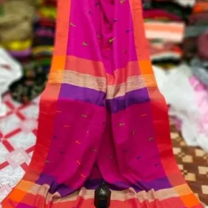 Festive Pink Pompom Saree