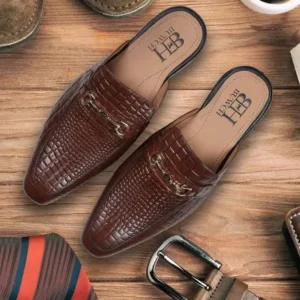 Brown Leather Mule Shoes