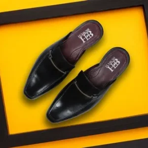 Black Mule Leather Shoes