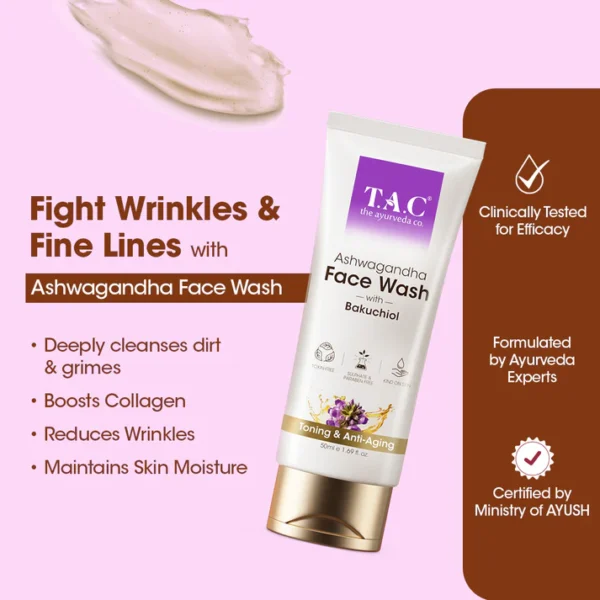 Ashwagandha Face Wash with Bakuchiol, 50ml for Soft and Supple Skin - Image 3