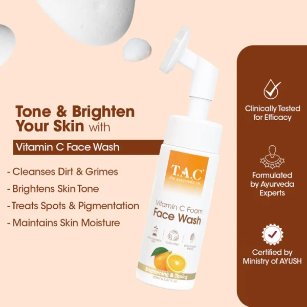 Vitamin C Foaming Face Wash Anti Aging Foaming Face Wash for Glowing Skin, Tones & Tightens - Image 3