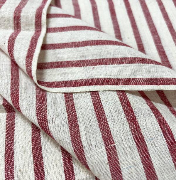 Handloom Organic fabric – Red Stripes - Image 2